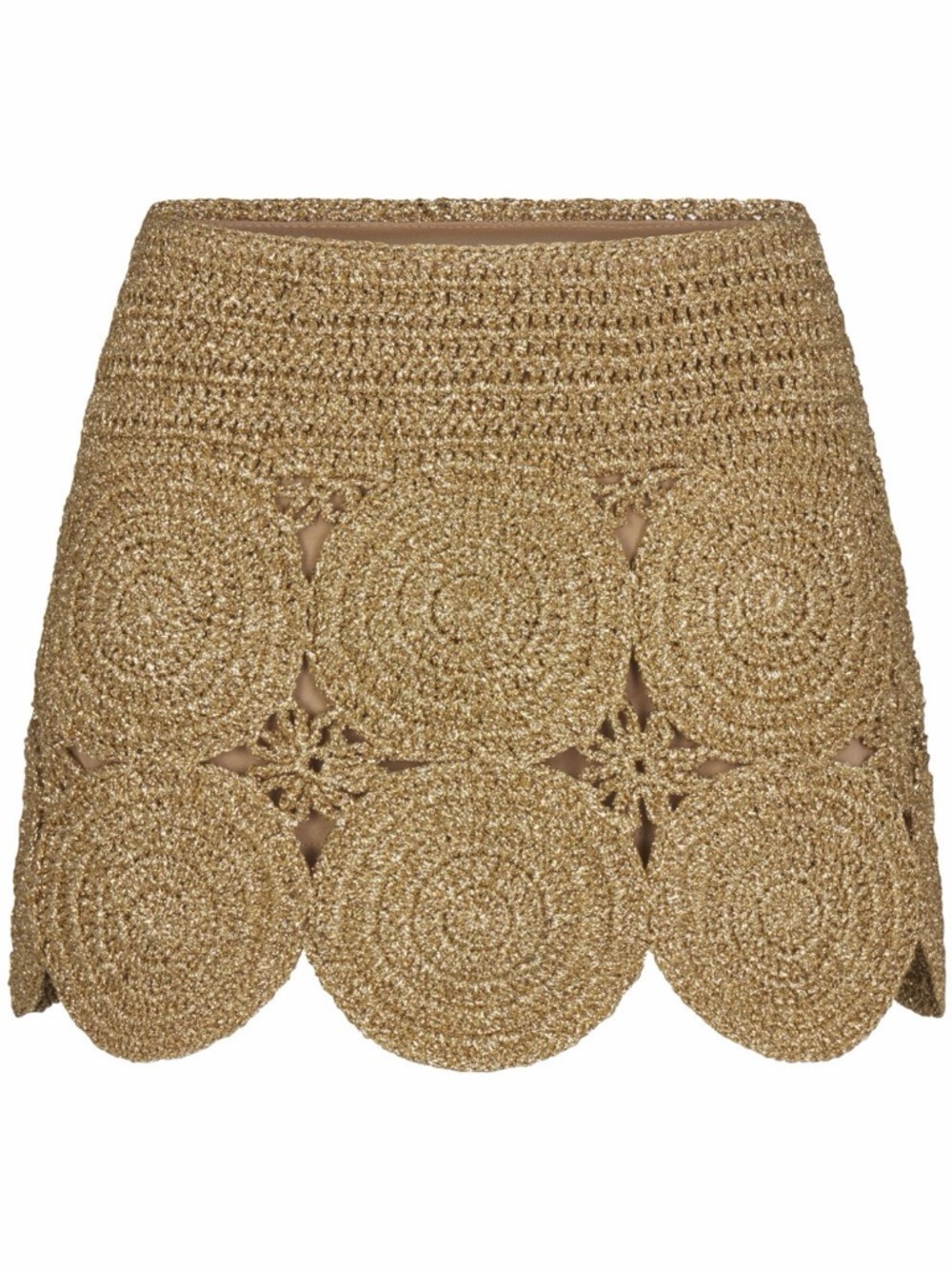 Simon Miller Gold Crochet Circle-Detail Mini Skirt